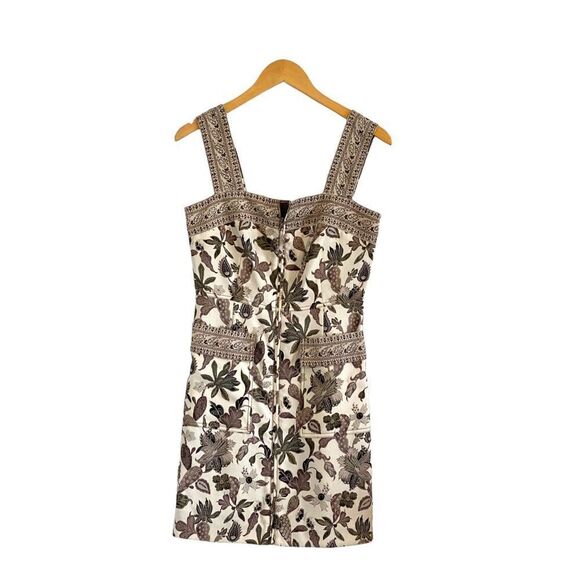 NWT Tory Burch New Ivory Wisteria Silk Sleeveless Zip Up Women's Shift Dress Siz - Picture 4 of 11